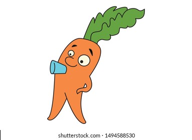 Vector cartoon illustration of cute carrot. Isolated on white background.