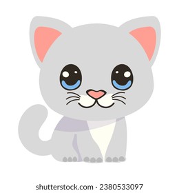 Vector cartoon illustration with cute  
cat