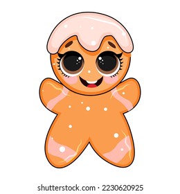 Vector cartoon illustration of cute Christmas Gingerbread Cookie