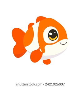 Vector cartoon illustration with cute clownfish