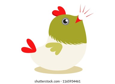 Vector cartoon illustration. Cute colorful bird is chirping. Isolated on white background.