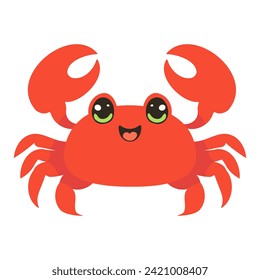 Vector cartoon illustration with cute crab