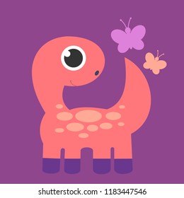 Vector cartoon illustration of cute Dinosaur
