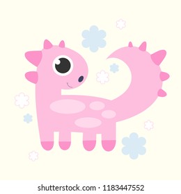 Vector cartoon illustration of cute Dinosaur