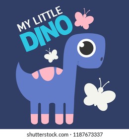 Vector cartoon illustration of cute Dinosaur