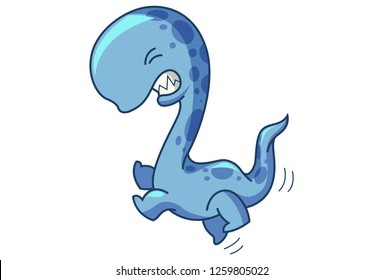 Vector cartoon illustration of cute dinosaur. Isolated on white background.
 