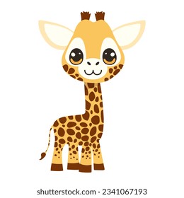 Vector cartoon illustration with cute giraffe