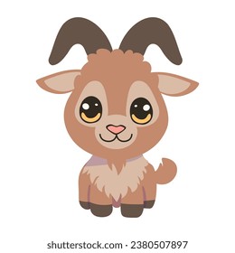 Vector cartoon illustration with cute  
goat