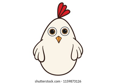 Vector cartoon illustration of cute hen .
Isolated on white background.