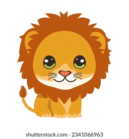 Vector cartoon illustration with cute lion