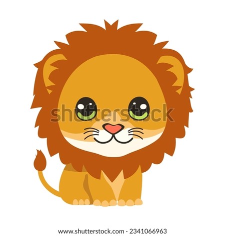 Vector cartoon illustration with cute lion