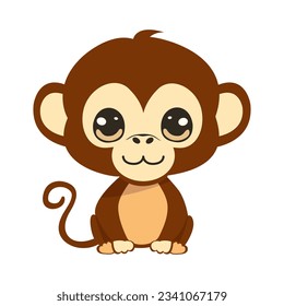 Vector cartoon illustration with cute monkey