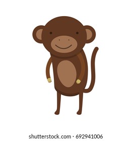 Vector cartoon illustration of a cute monkey