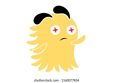 Vector cartoon illustration of cute monster flying expression. Isolated on white background.