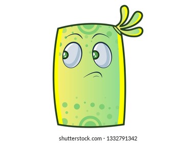 Vector cartoon illustration of cute monster is unhappy. Isolated on white background.