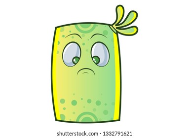 Vector cartoon illustration of cute monster is sad. Isolated on white background.