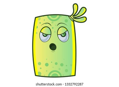 Vector cartoon illustration of cute monster is amazed. Isolated on white background.