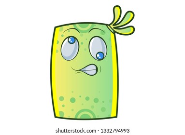 Vector cartoon illustration of cute monster is confused. Isolated on white background.