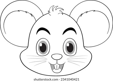 Una ilustración vectorial de un lindo contorno de ratón para colorear