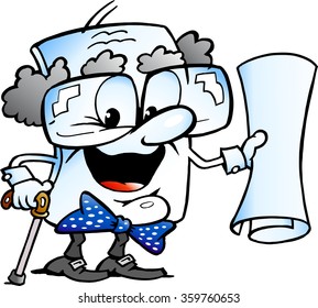 Vector Cartoon illustration of a Cute Old Grandpa Paper Mascot