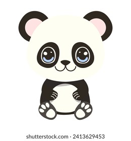 Vector cartoon illustration with cute panda