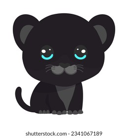 Vector cartoon illustration with cute panther