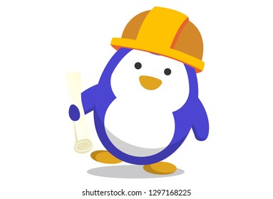 Vector Cartoon Illustration Cute Penguin Wearing Stock Vector (Royalty ...