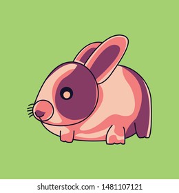 Vector cartoon Illustration of a cute rabbit. 4 color and editable - Vector eps10