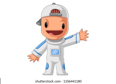 Vector cartoon illustration of cute robot. Isolated on white background.