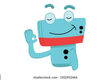 Vector cartoon illustration of cute robot smile face. Isolated on White background.