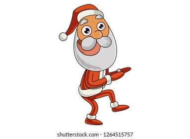 Vector cartoon illustration of cute Santa Claus dancing. Isolated on white background. 