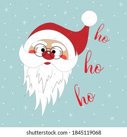 Vector cartoon illustration of cute  Santa Claus character. Christmas card. Vector background. Eps 10.