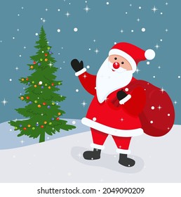 Vector cartoon illustration of cute Santa Claus. christmas greeting card vector illustration design Eps 10