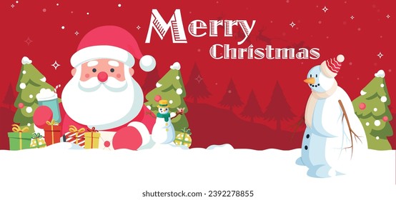 Vector cartoon illustration of cute santa claus. christmas greeting card vector illustration for designer.