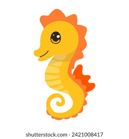 Vector cartoon illustration with cute seahorse