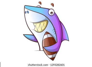 Vector cartoon illustration of cute shark. Isolated on white background. 