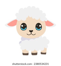 Vector cartoon illustration with cute  
sheep