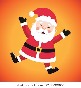 Vector cartoon illustration of cute smiling Santa Claus standing.  Holiday greeting card.