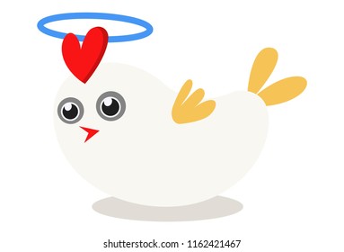 Vector cartoon illustration of cute sparrow . Isolated on white background.  