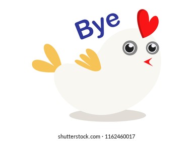 Vector cartoon illustration of cute sparrow say bye. Isolated on white background.  
