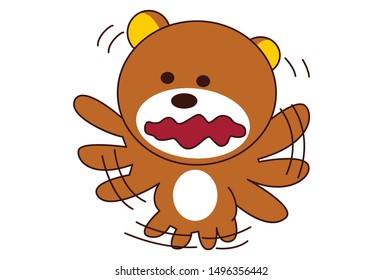 Vector cartoon illustration of cute teddy bear with multiple hands and legs . Isolated on white background.