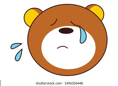 Vector cartoon illustration of cute teddy bear closed eyes. Isolated on white background.