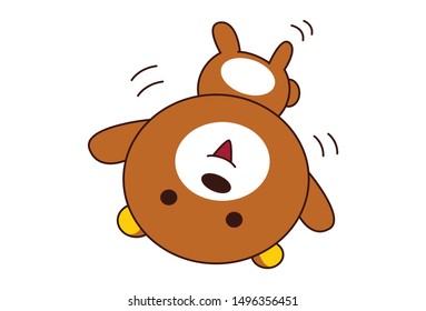 Vector cartoon illustration of cute teddy bear playing. Isolated on white background.