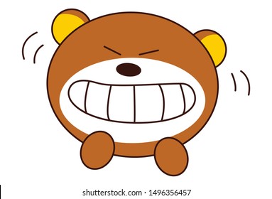 Vector cartoon illustration. Cute teddy bear is angry. Isolated on white background.