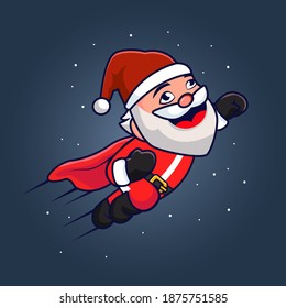 Vector cartoon illustration of cute traditional Santa Claus character. Christmas winter holiday design element.
