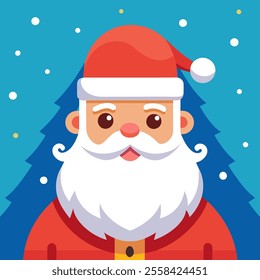 Vector cartoon illustration of cute traditional Santa Claus character