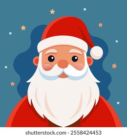 Vector cartoon illustration of cute traditional Santa Claus character