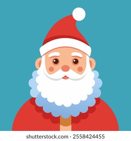 Vector cartoon illustration of cute traditional Santa Claus character