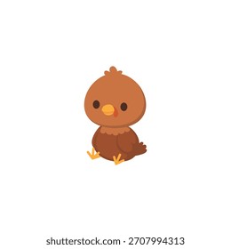 Vector Cartoon Illustration of a Cute Turkey Kid Sitting