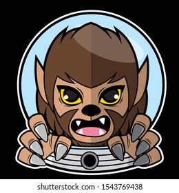 Vector Cartoon Illustration With Cute Werewolf Theme